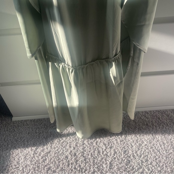 We Wore What | Satin Corset Hi Low Maxi Fog Green - Picture 5 of 6